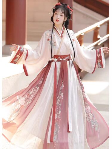 印花交领齐腰汉服日常穿仙气魏晋