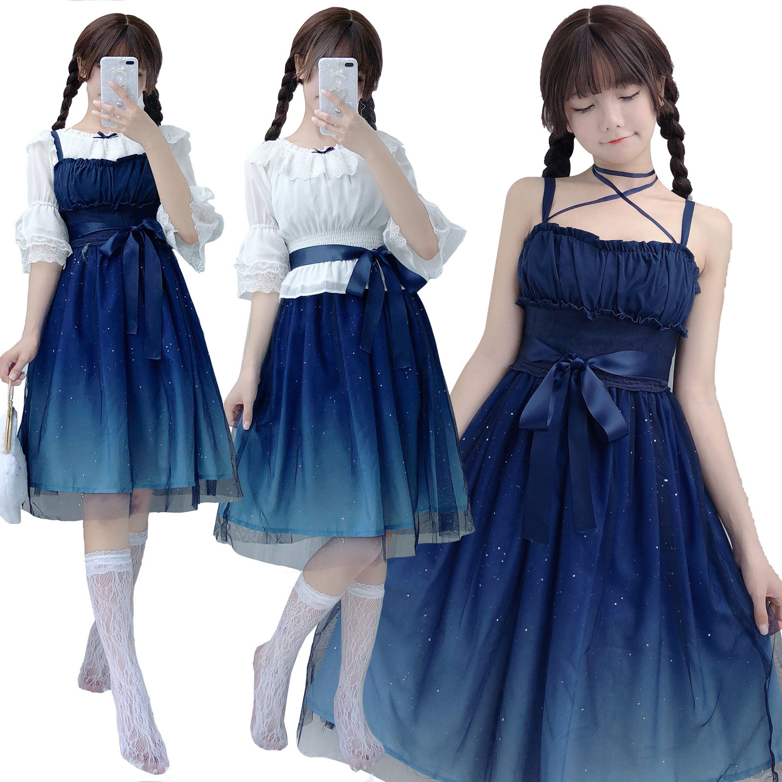 Summer Lolita Jumper Dress 2-Piece Set Gradient JSK - Product image 5