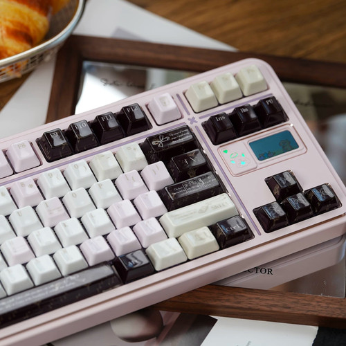 URE黑纱粉靥陶瓷键帽热升华原厂高度客制化机械键盘磁轴ev63/rog