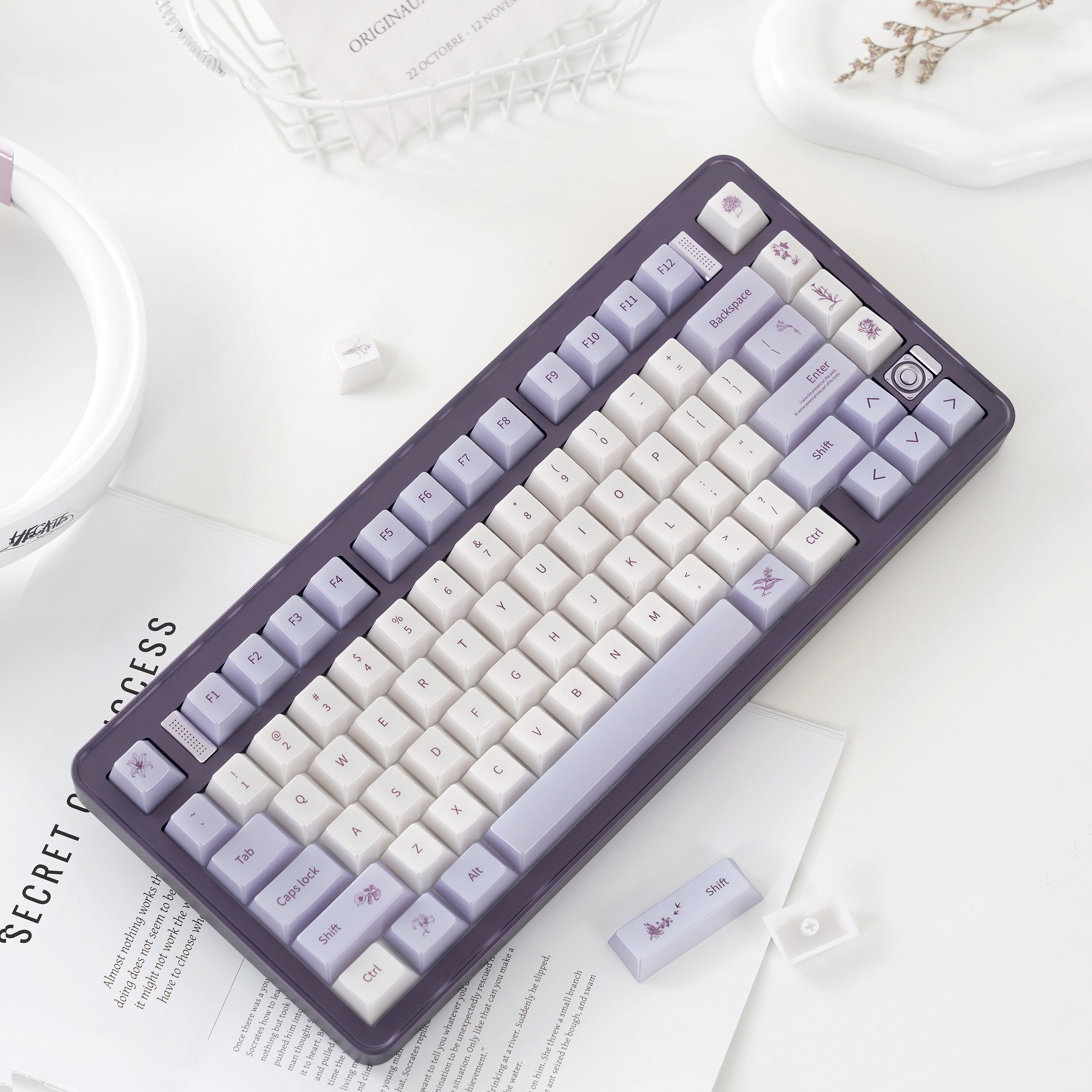 星迹外设紫藤序紫色珠光键帽PC透光适配60/75/87/113键盘原厂高度