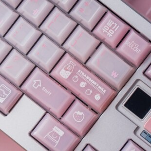 SOULCAT灵猫PC草莓牛奶键帽亮面透光绿透磁轴机械键盘通用键帽