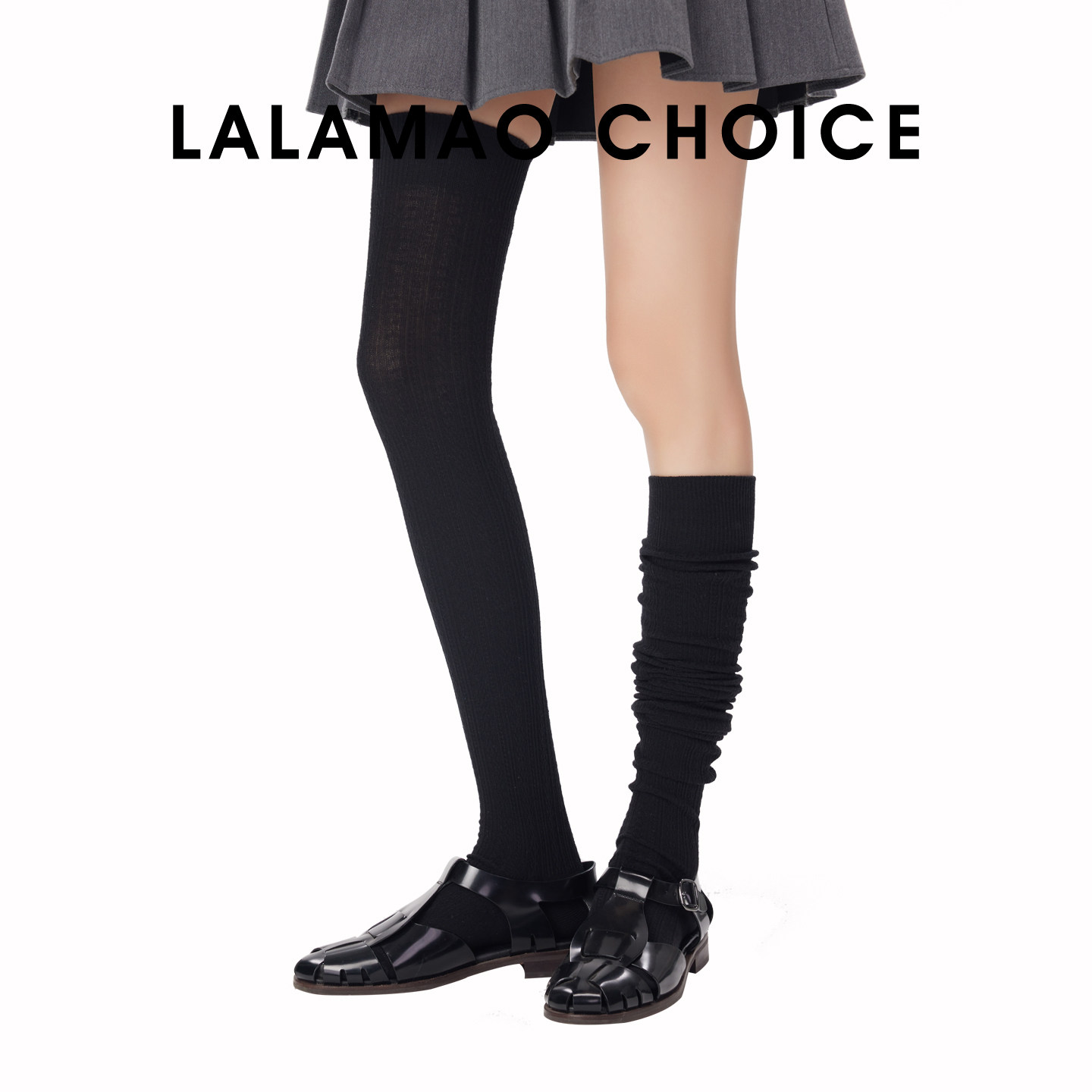 复古麻花纹过膝袜女黑色纯欲风堆堆长筒袜子女纯棉高筒瘦腿袜百搭