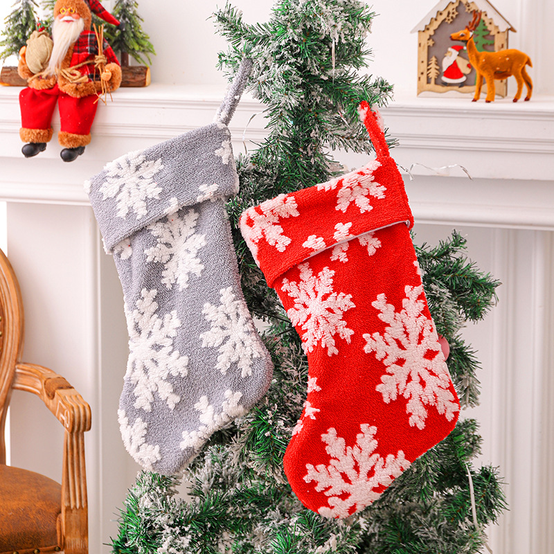 Christmas Plush Snowflake Christmas Socks Candy Bag圣诞袜