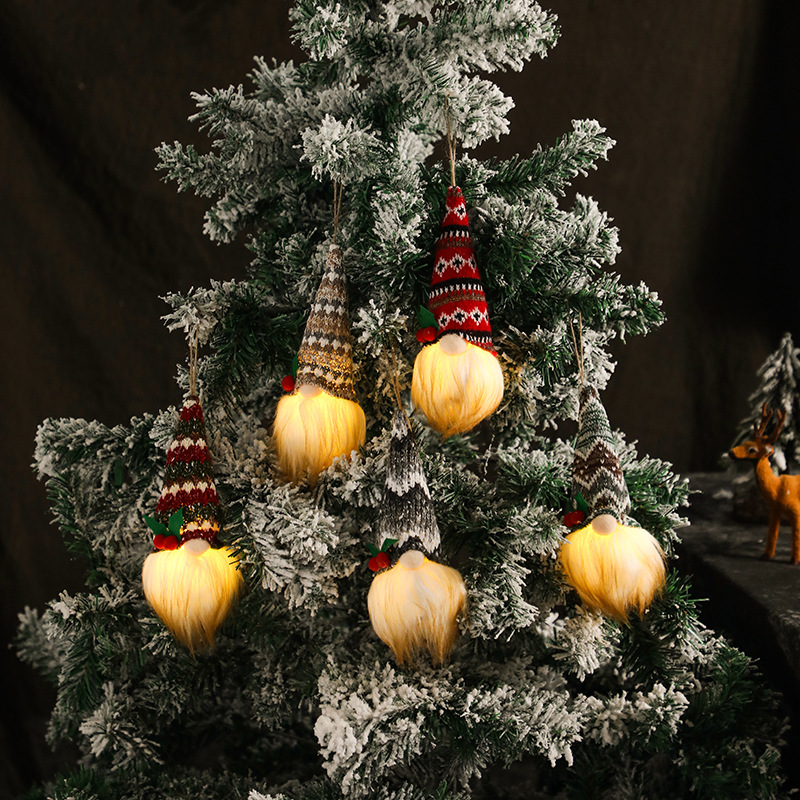 Christmas Tree Pendant Knitted Glowing Doll Doll Dwarf圣诞树