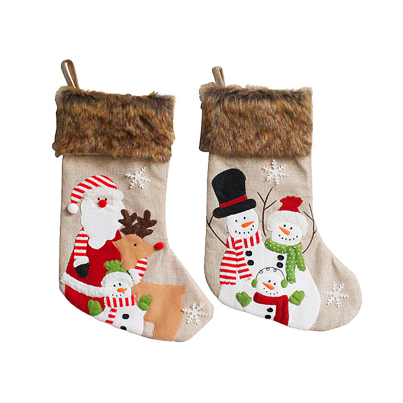 Plush Christmas Socks Snowman Elk Candy Bag圣诞麋鹿糖果袋