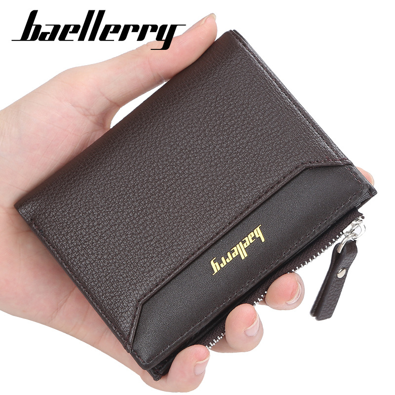 Men's new fashionable short zipper coin purse钱夹包多卡位