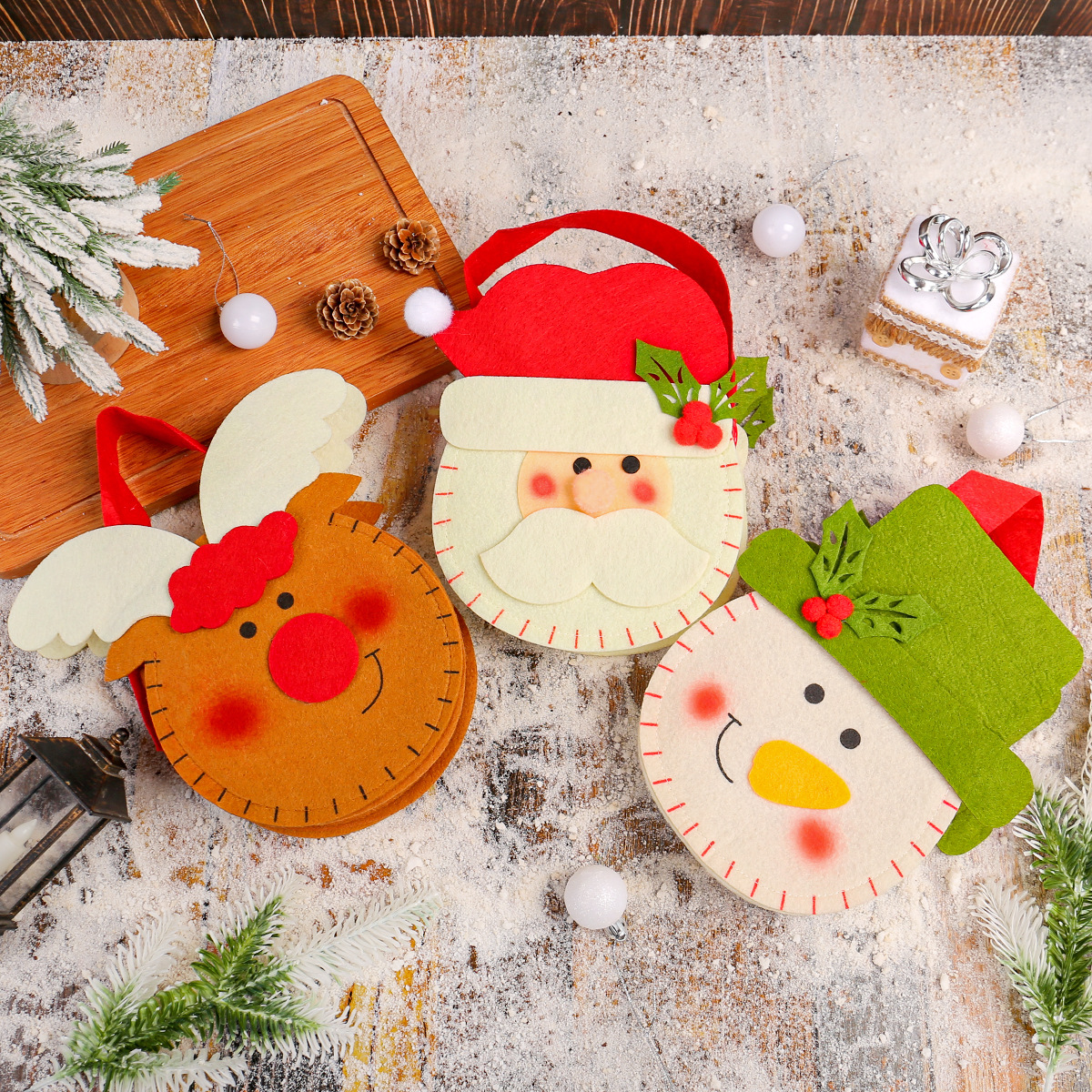 Christmas decoration non-woven tote bag儿童糖果苹果圣诞树