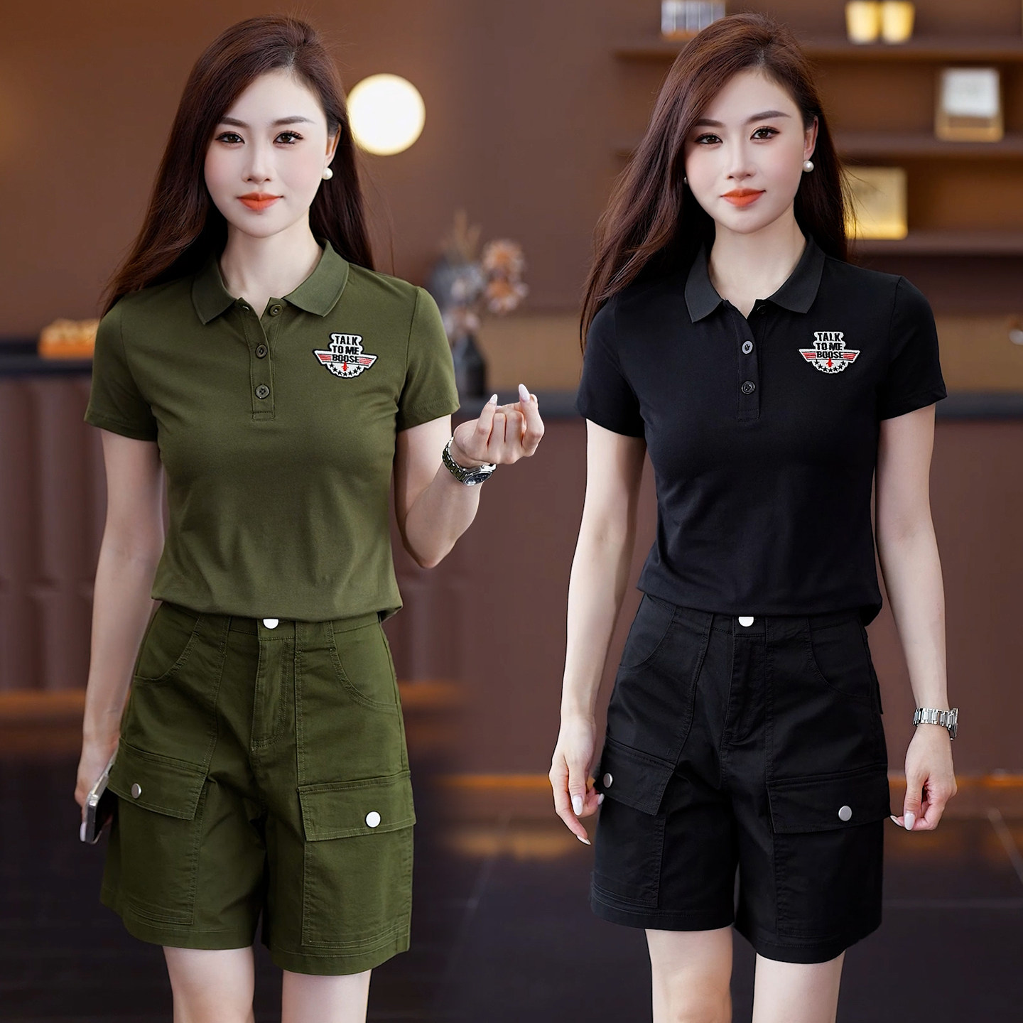 爆款迷彩服套装小个子女装工装潮