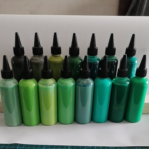 非遗湿拓颜料 水拓画衍生品颜料水拓丝巾布料发带 绿色系颜料
