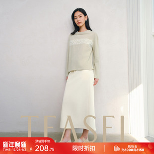 TEASEL「A类婴儿棉」云柔触感高密木棉长绒棉蕾丝拼接减龄长袖 T恤