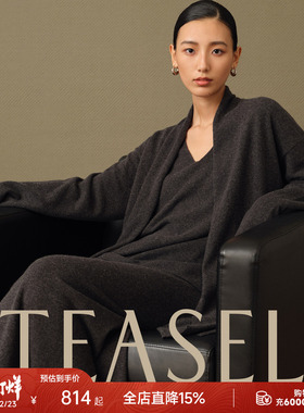 TEASEL「INFINITY ALXA」BABY羊绒圆/V领毛衣开衫半裙围巾五件套