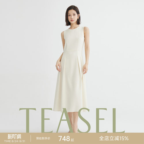赫本风三醋酸无袖极简修身连衣裙
