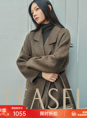 TEASEL「阿拉善秘境」丝驼绒袖袢西装领减龄系带长毛双面呢大衣