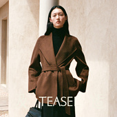 TEASEL 「晚宴惊鸿」大翻领气场十足轻盈保暖短款 系带纯羊绒大衣