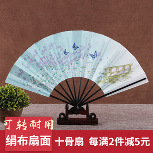 cosplay将进酒宅舞扇子日式 双面绢布十骨蝙蝠仕舞扇噫无情转扇子