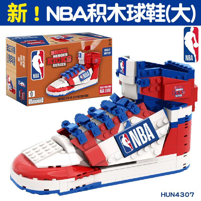 正版防伪NBA积木球鞋小颗粒益智拼装篮球鞋模型摆件玩具男生礼物