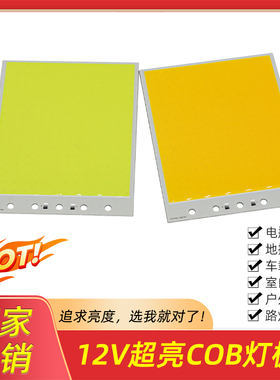 140x110mm高亮COB灯板50W 12V光源冷白暖白光方形自制LED车灯照明