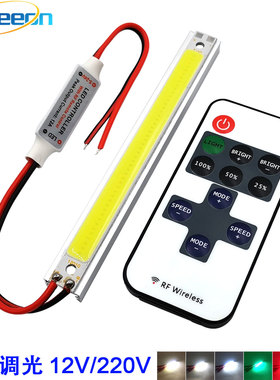 120x10mm遥控调光led灯条cob光源12V 220V自制ed照明红绿蓝白光