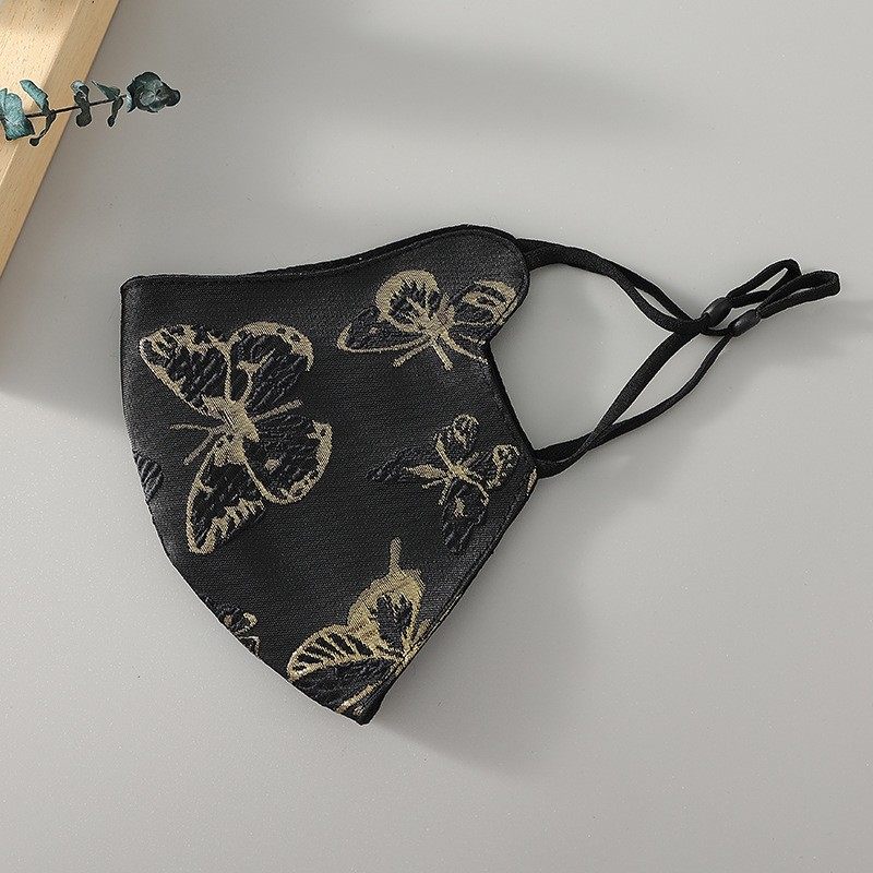 秋款上新中国风图腾花纹高端口罩可水洗可调节提花金色蝴蝶复古风,居家日用,口罩护耳/防勒带,淘宝优惠券,粉丝福利购,淘宝优惠卷