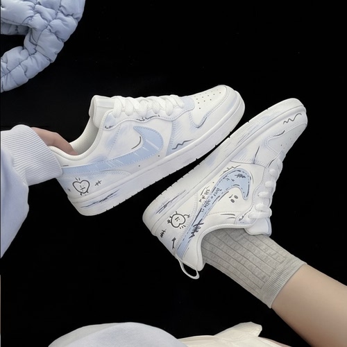 【定制球鞋】耐克Nike Court 漫画emoji创意表情 牛奶蓝 女子板鞋