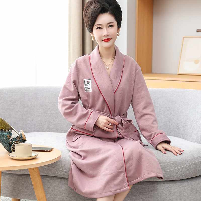秋冬妈妈女士空气棉睡袍
