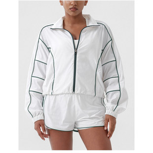 运动宽松外套女网球开衫拉链侧口袋上衣训练跑步速干长袖羽毛球服