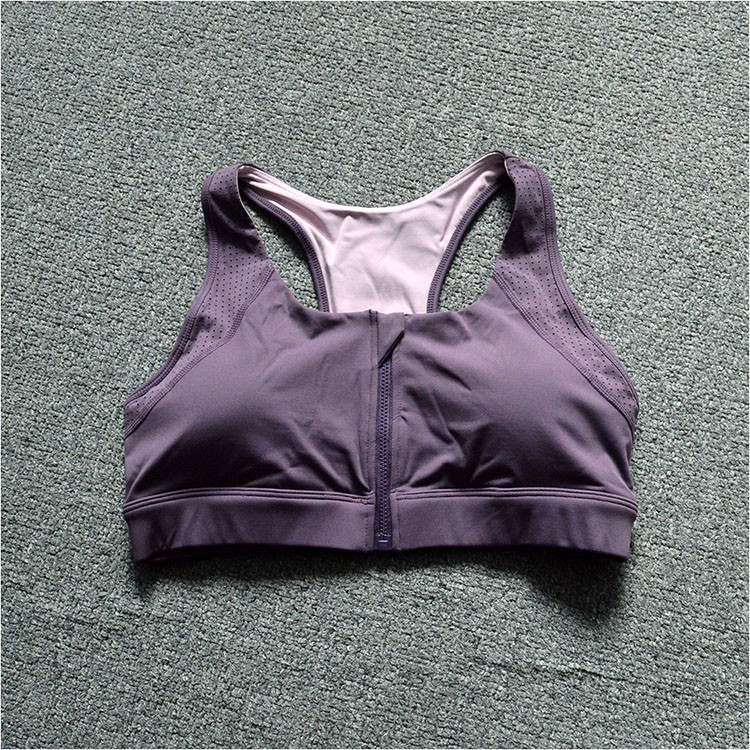 运动套装 女健身瑜伽背心 收副乳高强度跑步防暴扣速干紫色文胸