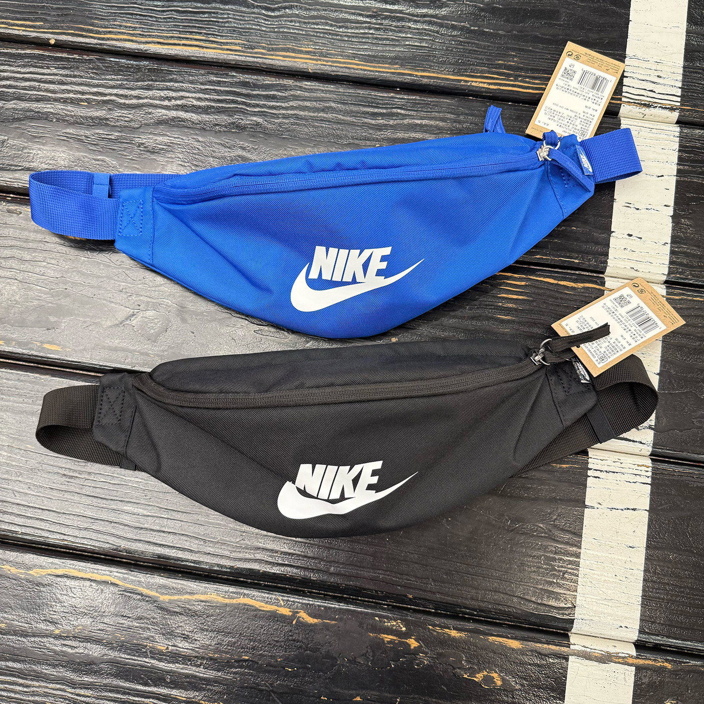 Nike耐克黑色斜挎包学生通勤胸包运动帆布单肩包男女腰包DB0490