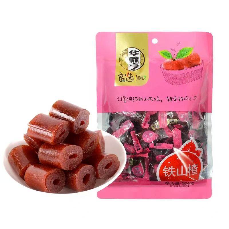 华味亨铁山楂卷300g/袋果丹皮山楂干片条糕球蜜饯果脯果干小零食