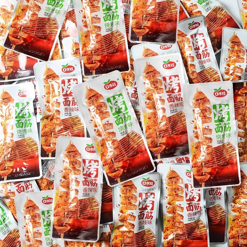 口水娃烤面筋28g整盒20包小包装麻辣串豆干小吃辣味休闲小零食