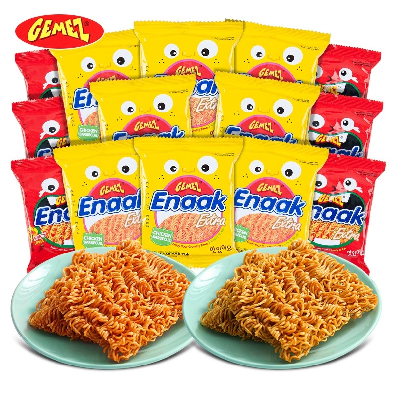 印尼进口gemez小鸡干脆面30g/28g烤鸡味辣味干吃面网红休闲零食
