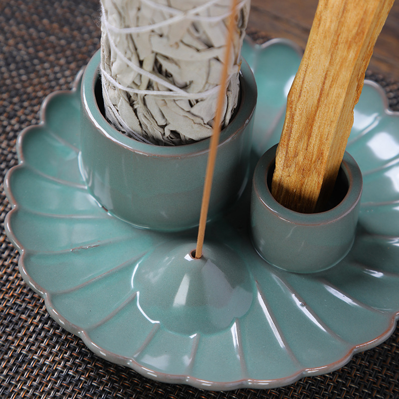 圣木鼠尾草器ins创意简约香盘香薰炉客厅陶瓷美式装饰品香插