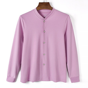 中老年秋衣女纯色秋衣内衣老人开衫打底棉毛衫系扣对襟秋衣加肥