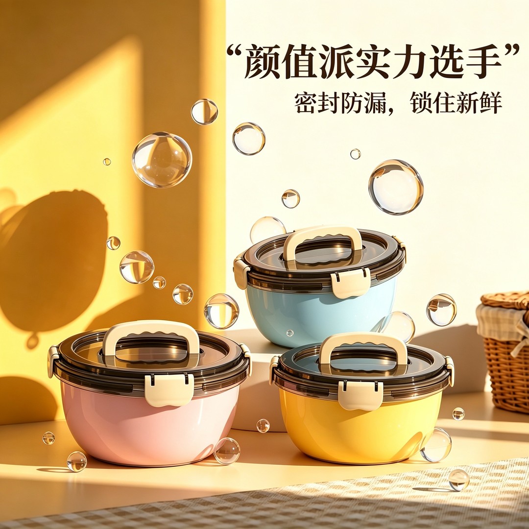 多巴胺不锈钢大容量密封保鲜盆