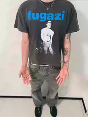MKSZY 25SS Fugazi hardcore punk band retro single seam breathable distressed classic short sleeved shirt