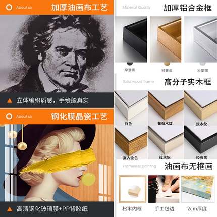 挂画定制来图定做简约客厅壁画相框画装饰画餐厅卧室画三联画订做