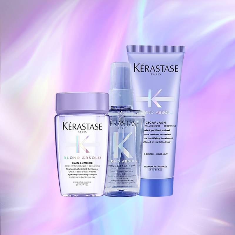 KERASTASE卡诗耀光凝色洗护套装洗发水80ml+护发素75ml+精油50ml