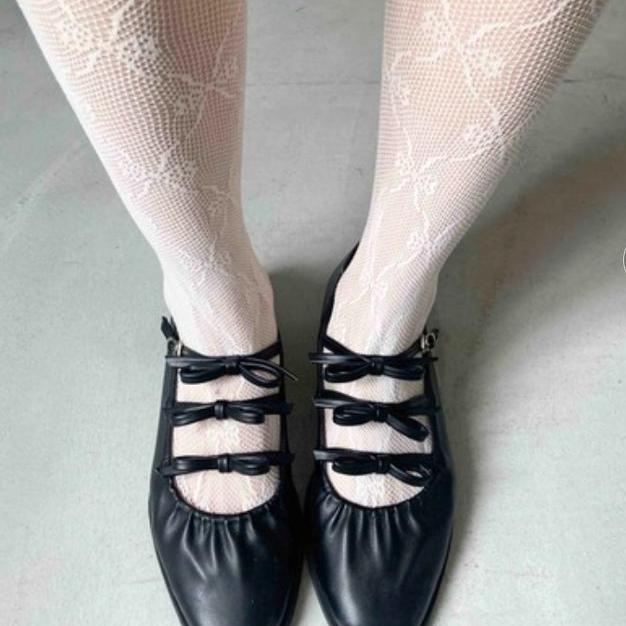 玛丽珍日系蝴蝶结低跟方头