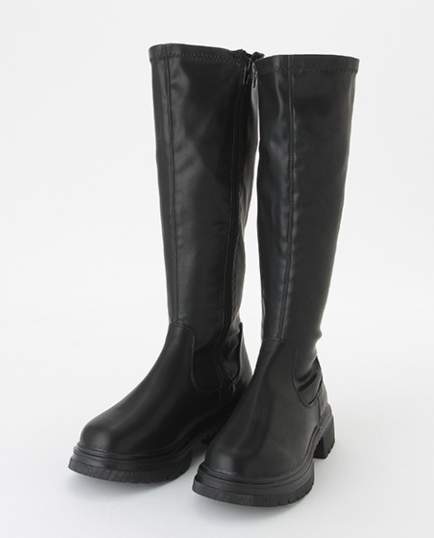 松糕底长筒靴圆头弹力靴时装靴