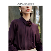 OL气质职业桑蚕丝上衣 女长袖 设计总监然姐 欧柏重磅真丝衬衫