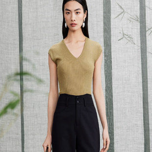 【柳哥来了】欧柏兰奴醋酸无袖新高端V领针织衫