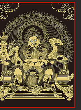 护法天王 格萨尔王 财宝天王 唐卡西藏热贡 装饰画海报挂画