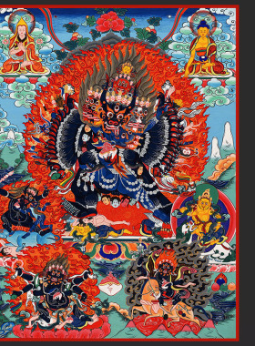大威德金刚 唐卡 佛像 西藏热贡佛堂供奉书房家居装饰画海报挂画