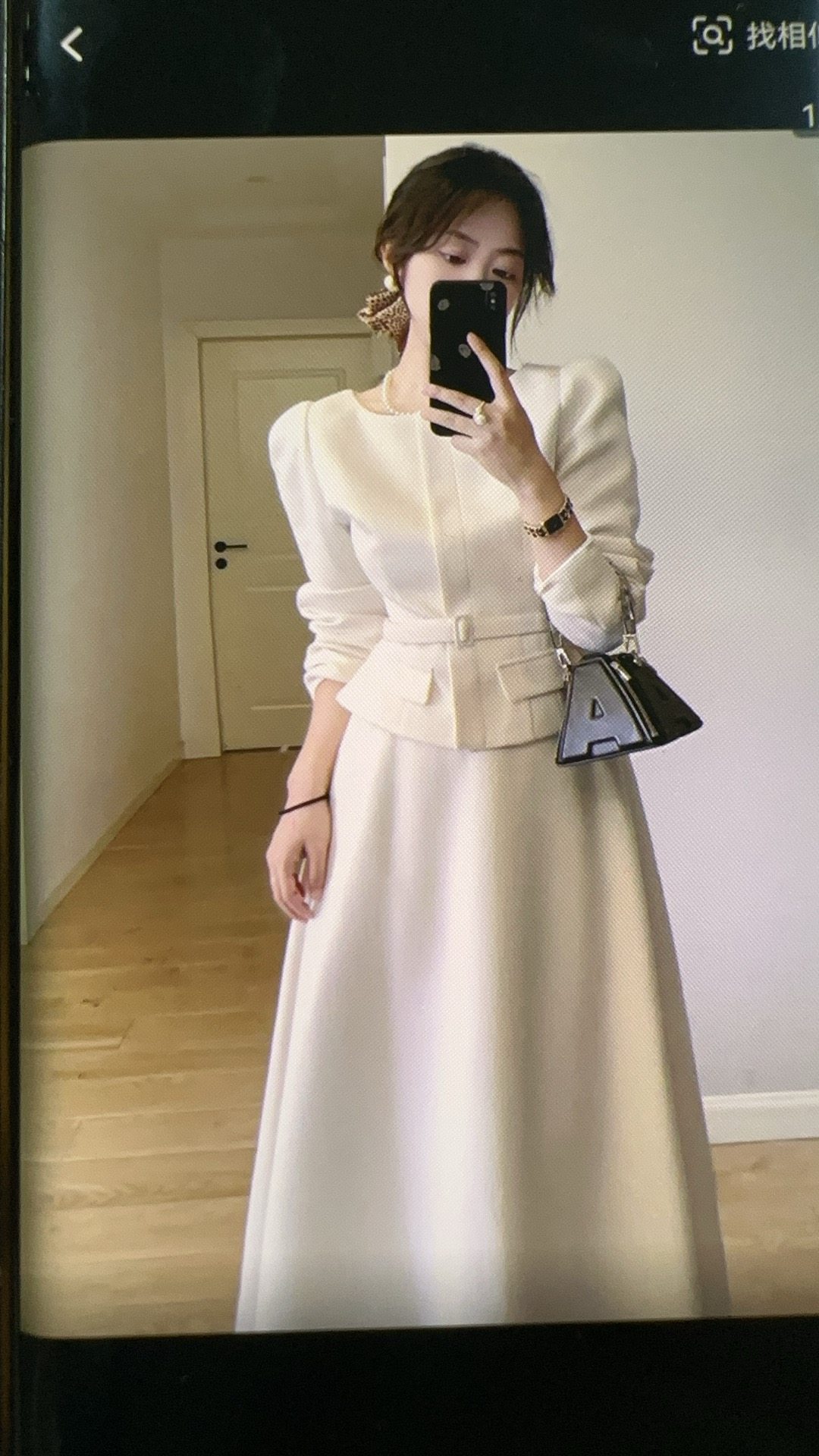 女装时尚套装白色长袖衬衫+半身裙两件套春秋装