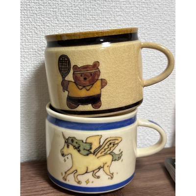 熊熊打网球独角兽陶瓷马克杯小众创意陶瓷喝水杯复古咖啡杯牛奶杯