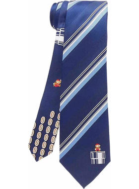 卡通动漫超级马里奥 一条会爆金币领带 休闲条纹领带