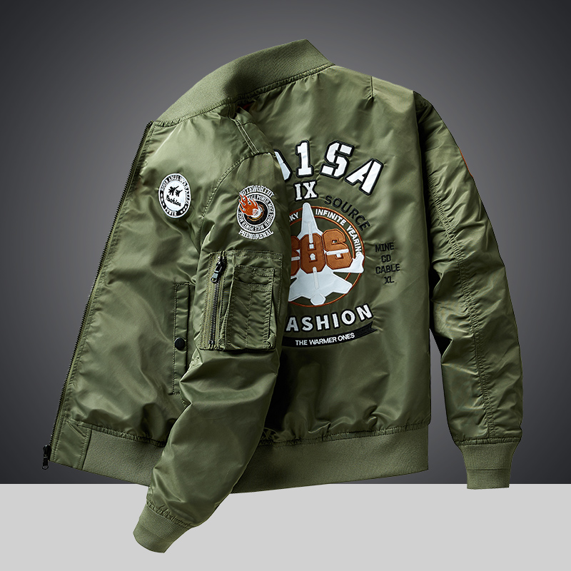 秋季美式飞行员夹克男宽松休闲外套潮流刺绣棒球服户外防水机车服
