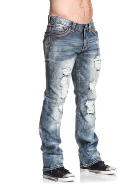 affliction 美式复古水洗做旧牛仔裤男宽松直筒休闲长裤子潮