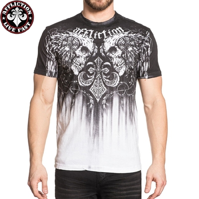 美国本土潮牌摇滚黑白短袖T恤