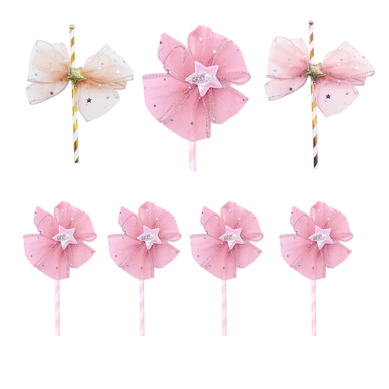 仙女棒蝴蝶结网红吸管蛋糕